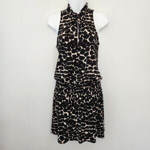 Veronica M Dress Women's XS Black Tan Abstract Drop Waist Flowy Whimsigoth Boho